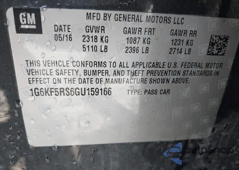 2016 Cadillac Ct6 Premium Luxury z USA, uszkodzony, nr VIN 1G6KF5RS6GU159166